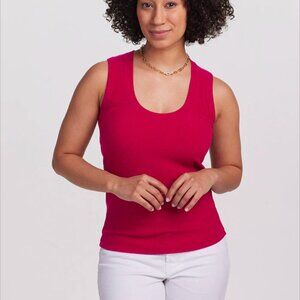 Woolx Sloane Ribbed Tank.  SML/ Viva Magenta